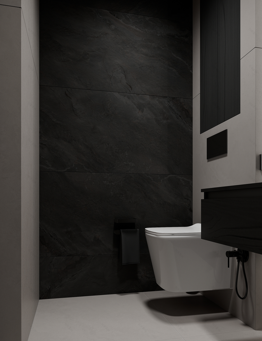 В 68 深色设计的客用卫生间设计项目丨俄罗斯克拉斯诺亚尔斯克-10
