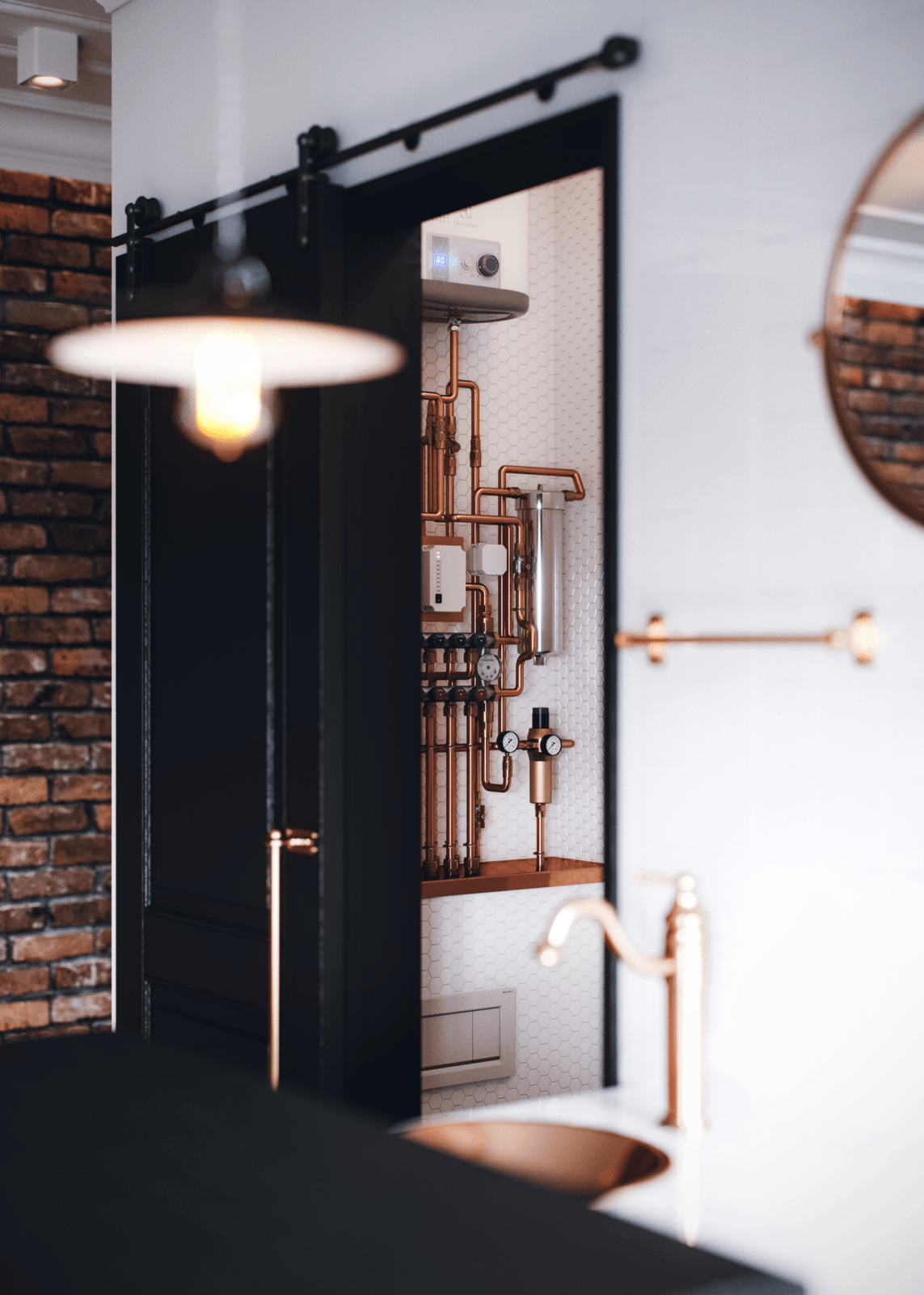 46平工业风单身公寓室内设计丨俄罗斯圣彼得堡丨Dmitry Moshkov-18