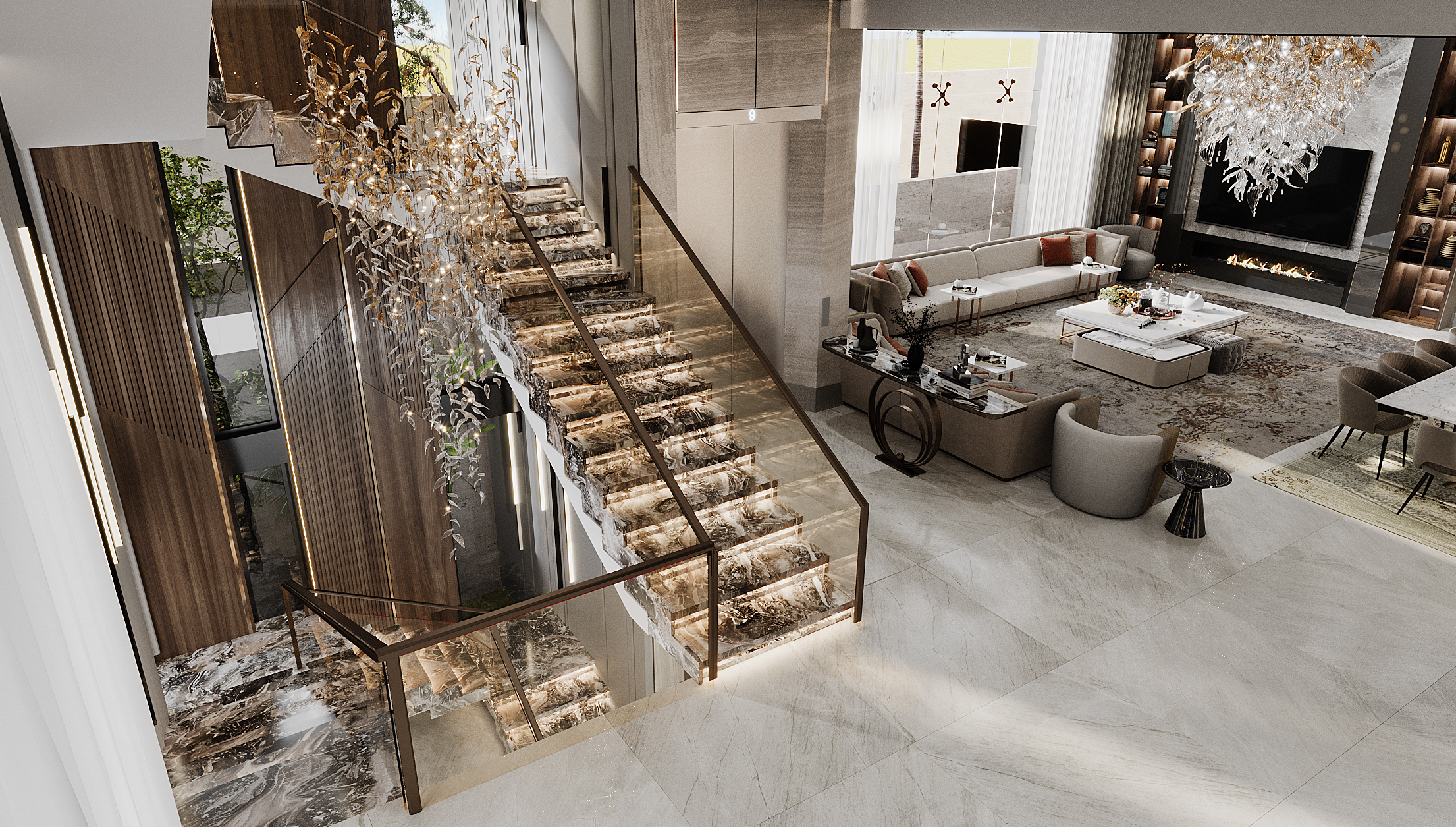 接待楼梯豪华别墅丨alkalill company-4