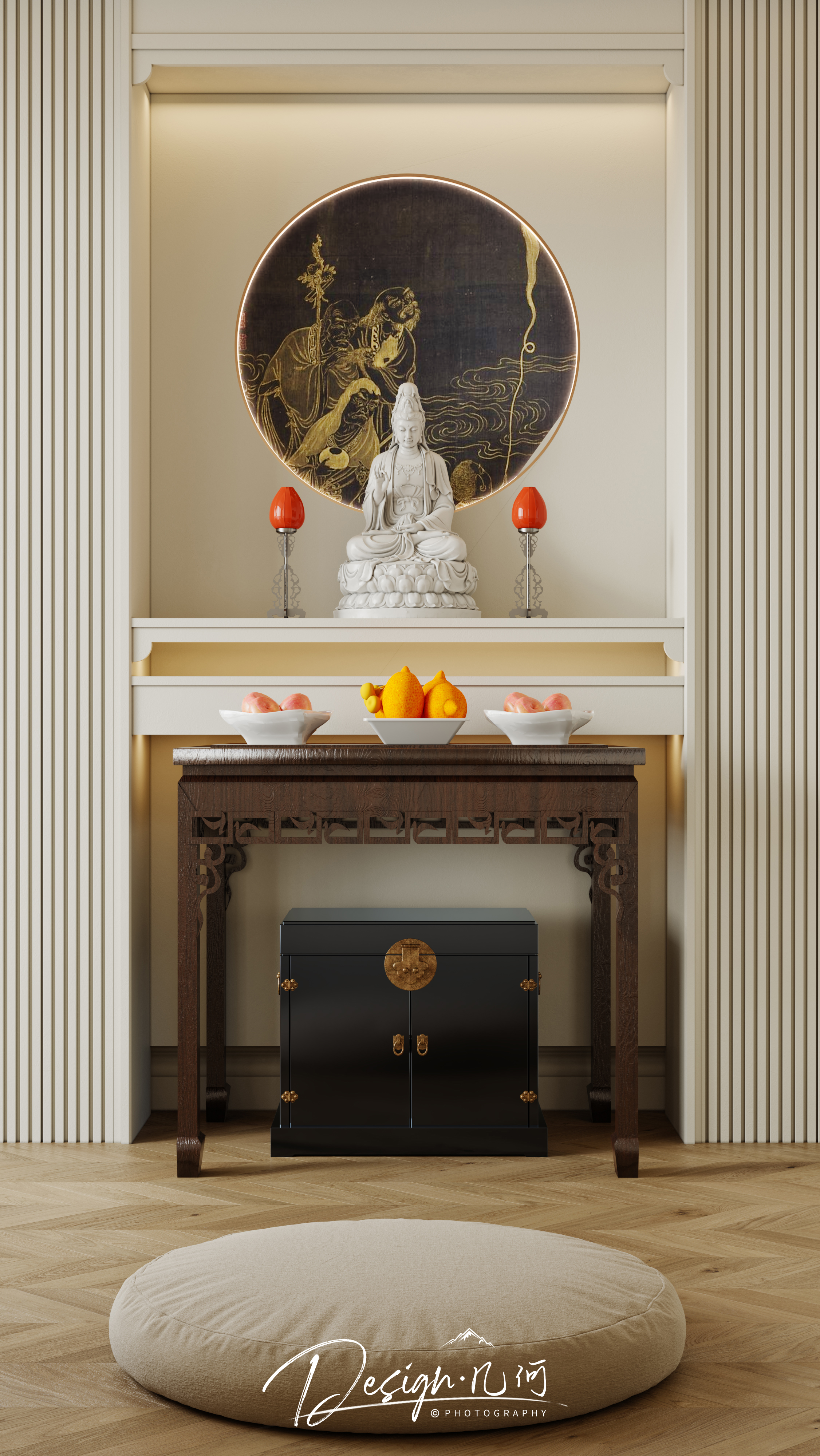 几何空间视觉表现 | 琥珀山庄乡村田园美式客餐厅-12