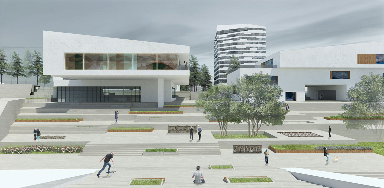 地形融入建筑，连接室内外空间的展览中心设计-19