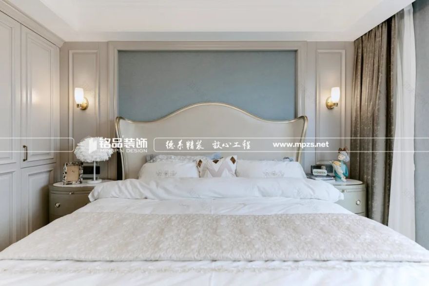 150㎡美式轻奢婚房,沁蓝米咖配色展现小资情调-50