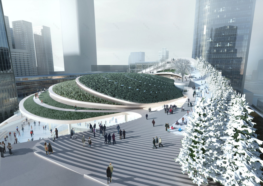Sledding path to loop around roof garden of Beijing civic centre by Andrew Bromberg-8