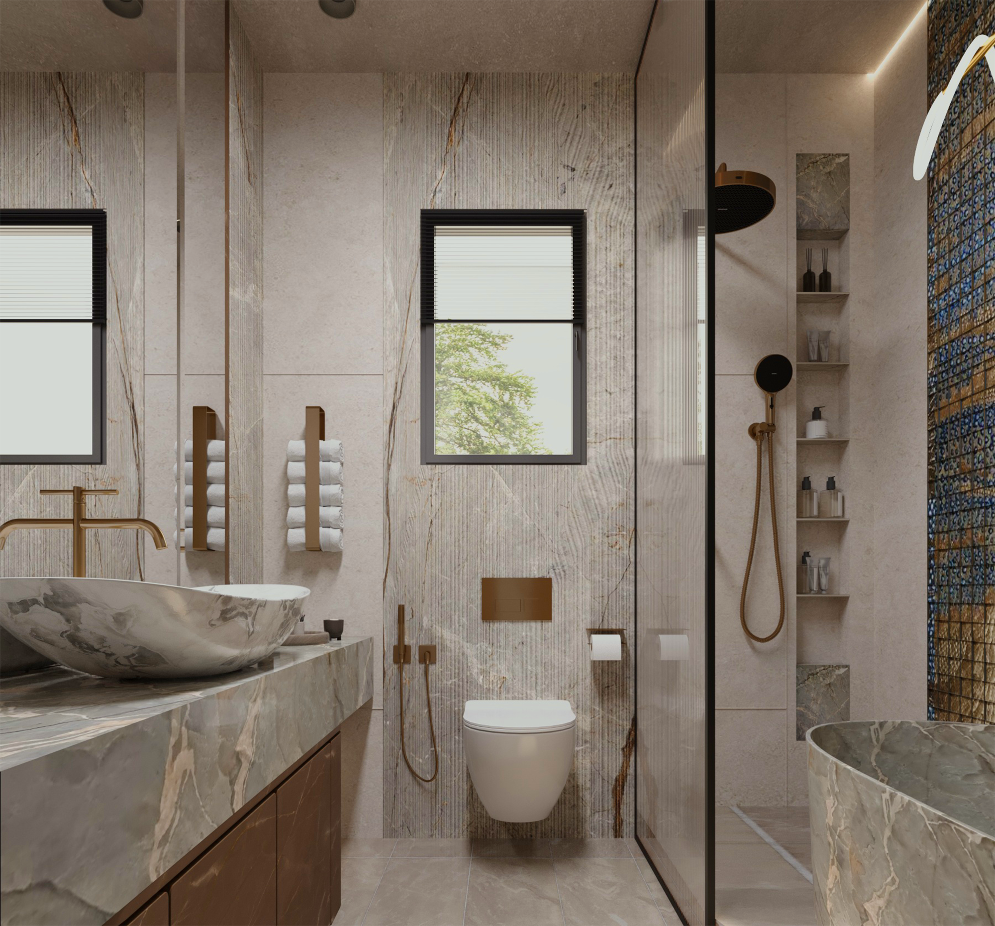 现代奢华浴室

注：原文中Lu·ury可能是Luxury的拼写错误 丨Nourhan Emad-8