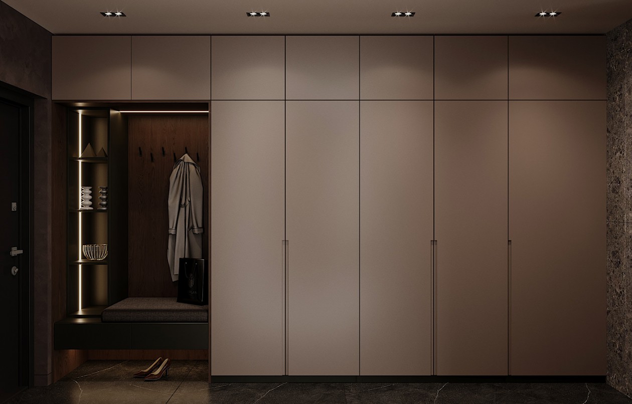 80㎡深色系公寓，隐匿于生活中的美好-3