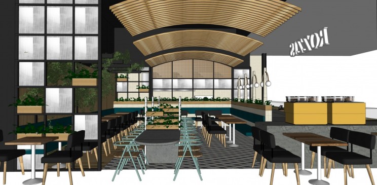 墨尔本 Rozzis 餐厅绿植环绕的现代花砖空间-13