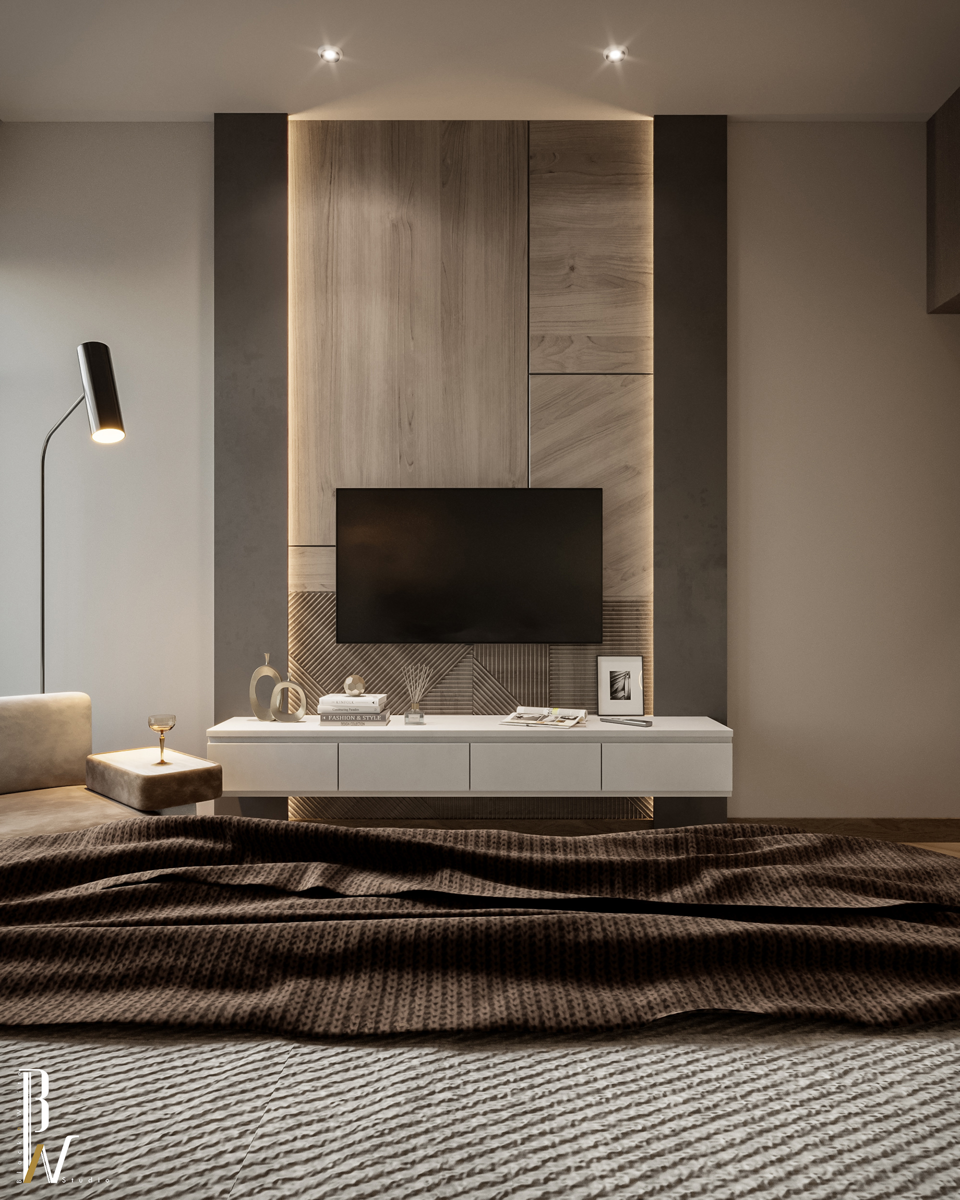 现代卧室丨阿联酋丨Black N White-22