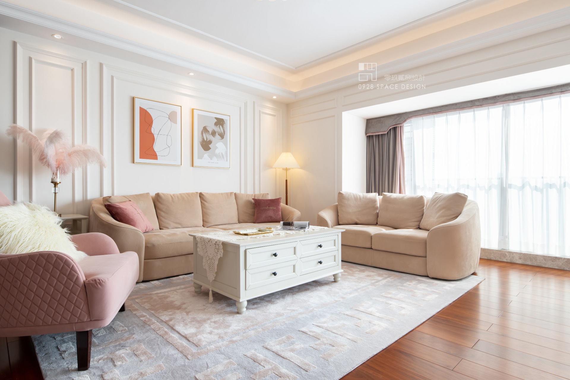 180㎡美式温馨杏粉空间-23