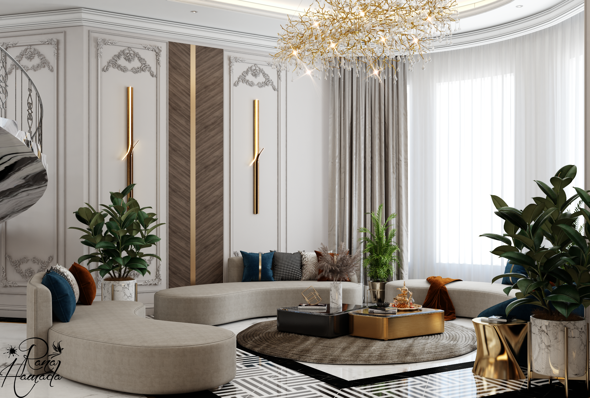 Luxury NeoClassic livingroom (Open Area) In KSA-1