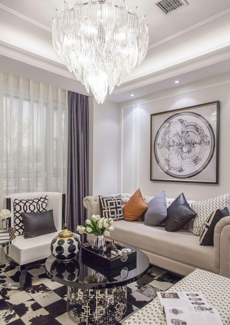 《万锦·紫园》新古典风格样板间 | 黑白灰与橘色的艺术碰撞-6