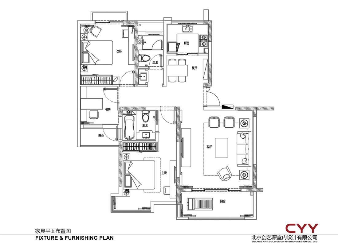 创艺源设计丨平层丨110平米拥抱生活的家——新中式三房一厅-9