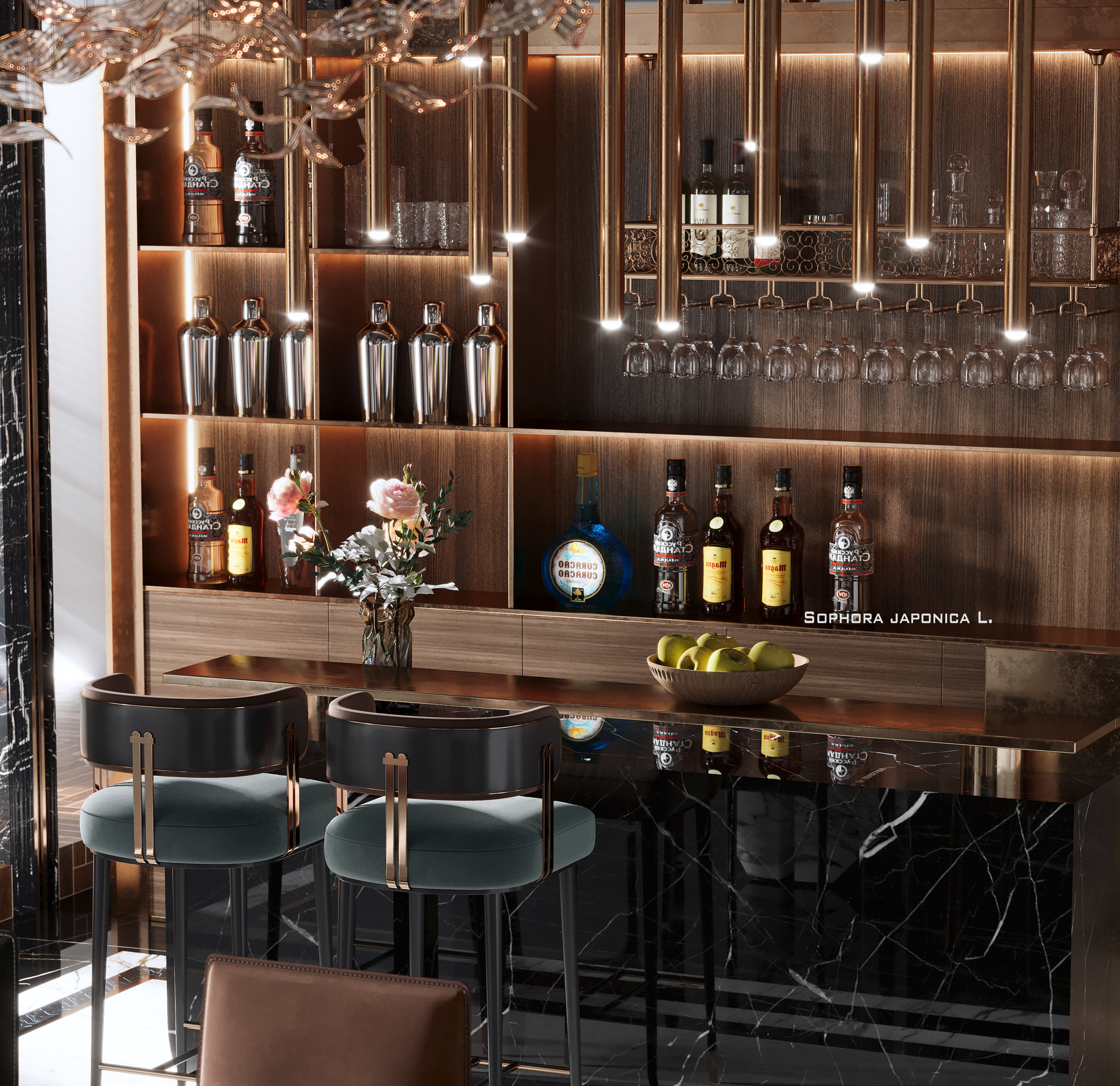 家装暗金调渲染-13