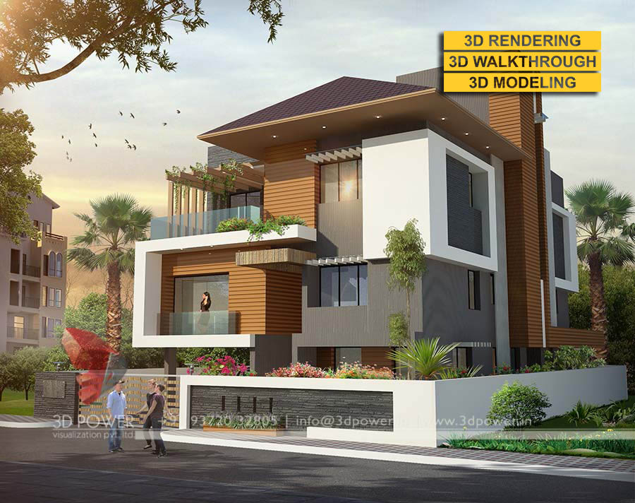 bungalow architectural rendering top 3d walkthrough rendering-10