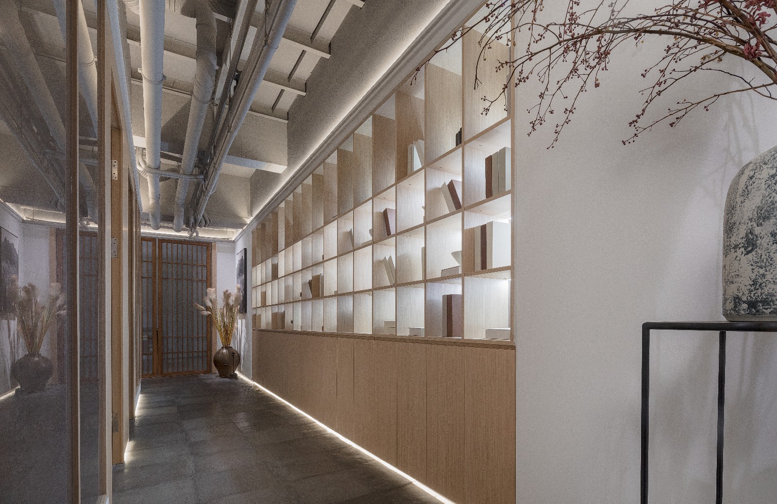 300㎡新中式木质素雅茶空间  林语筑建筑装饰设计-12