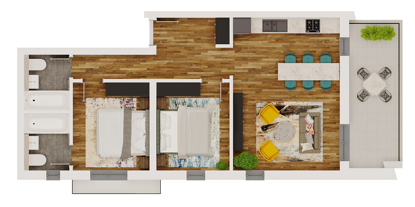 Anastasiya Gushchina丨公寓丨Apartment Floor plan render-4