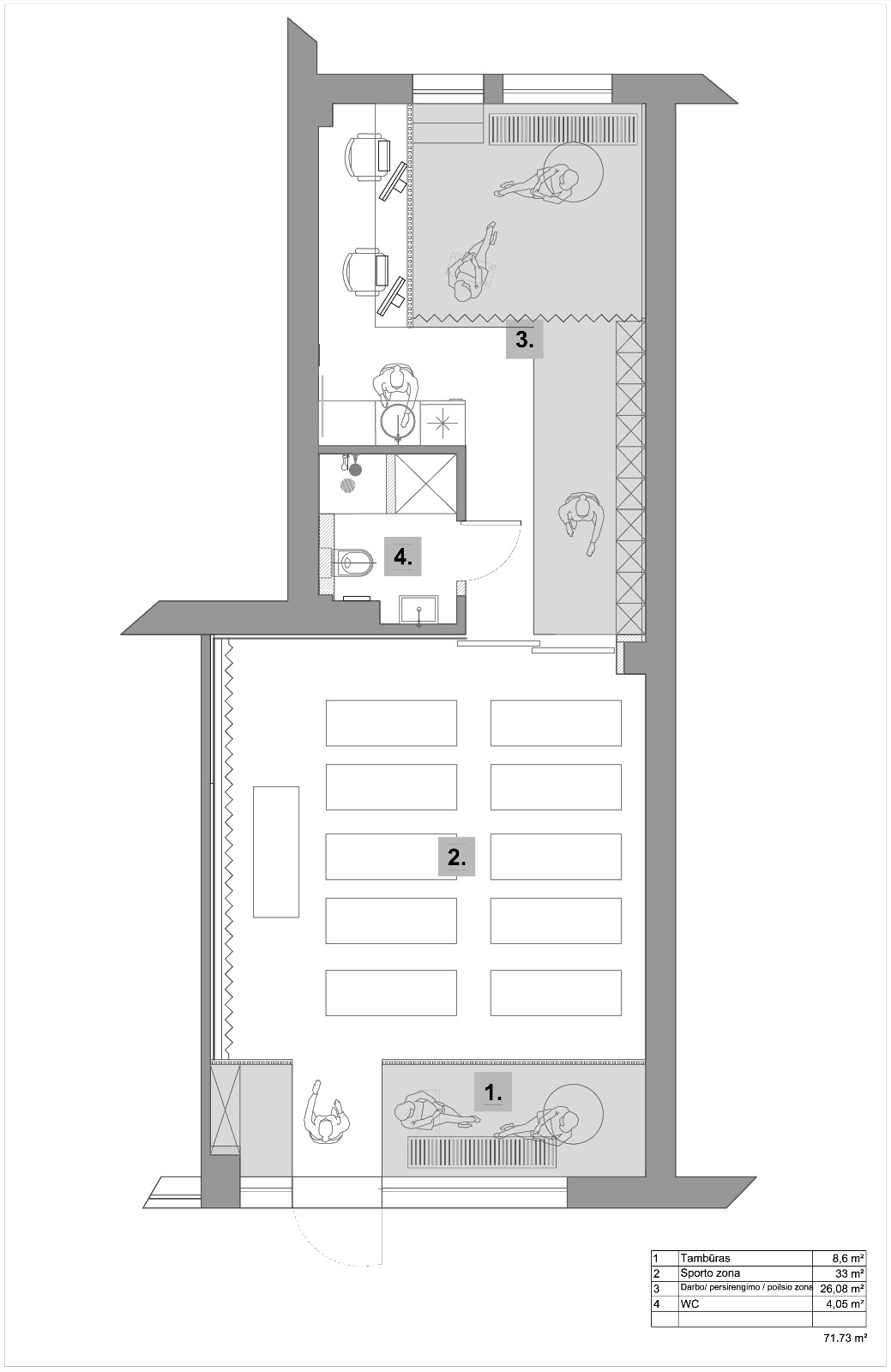 休闲清新的YOKO瑜伽工作室  dizaino virtuve-32