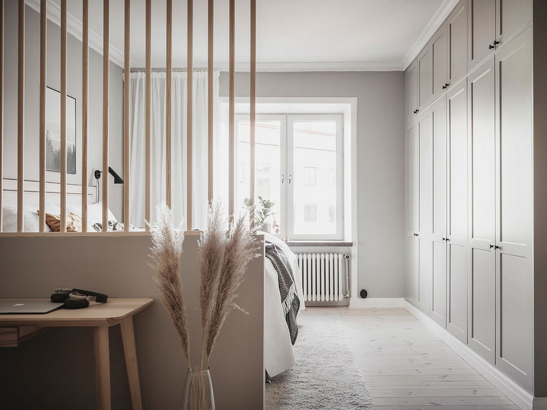 瑞典灰色调公寓，厨房卧室分区设计-24