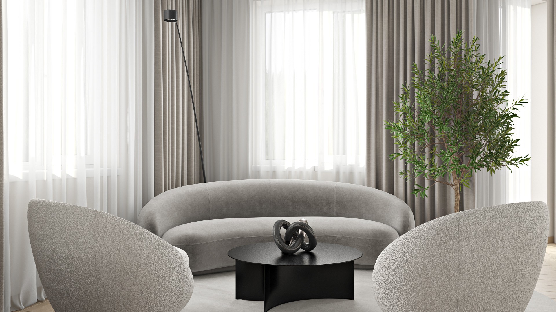 原木与浅灰色室内设计-3