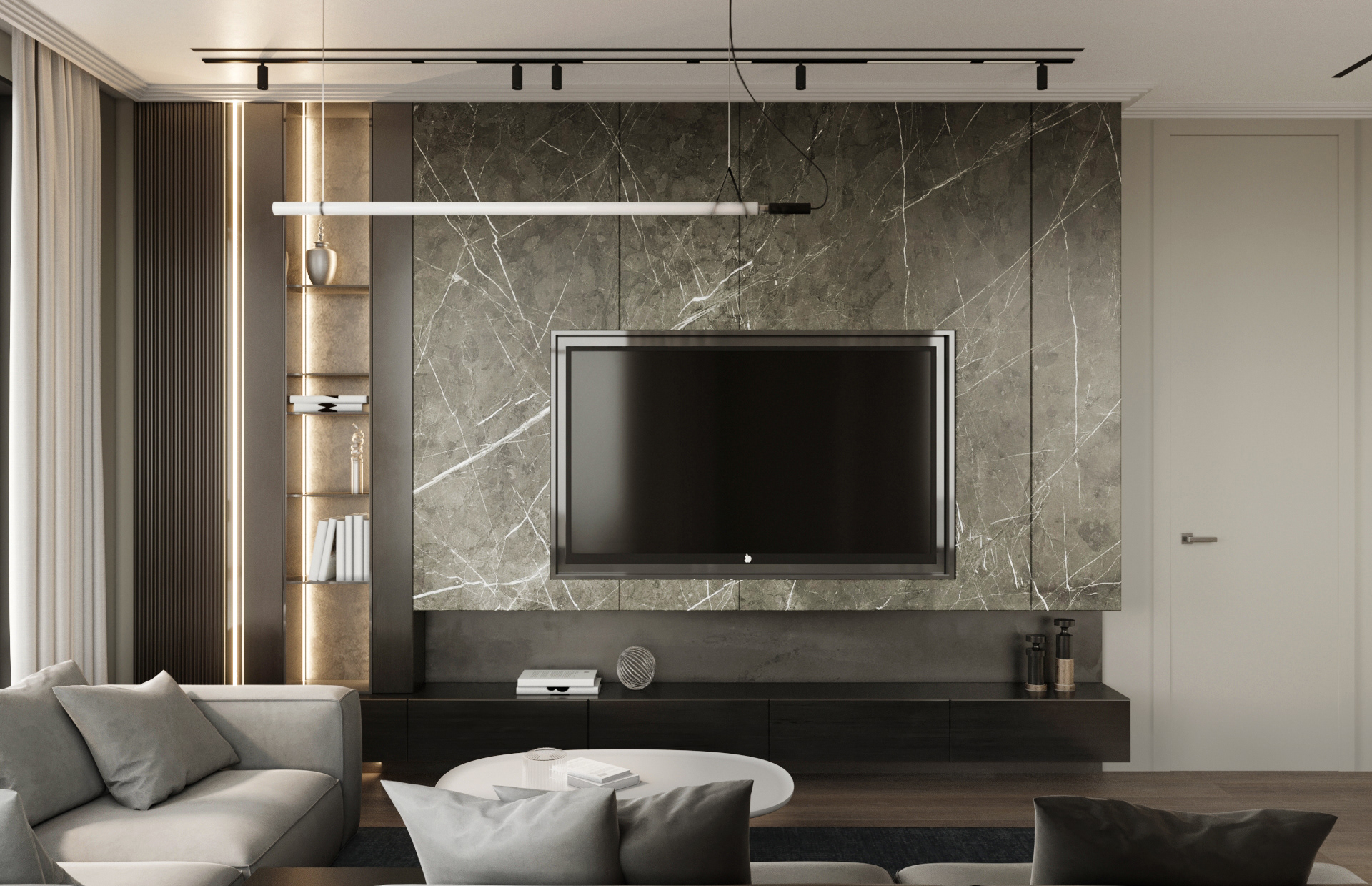 95㎡高级灰色系公寓设计 很舒适！-3