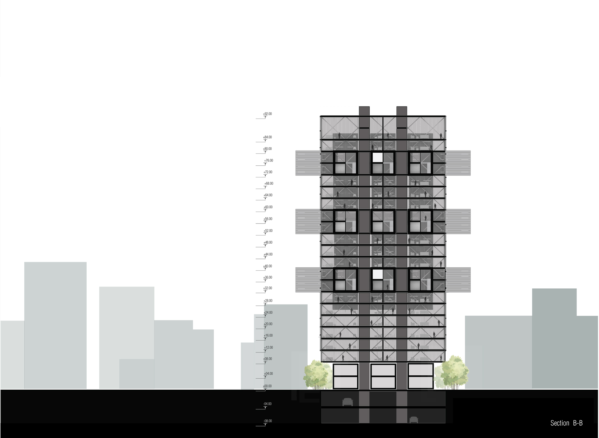 寄生之塔——融合商业、住宅与酒店的网格设计-17