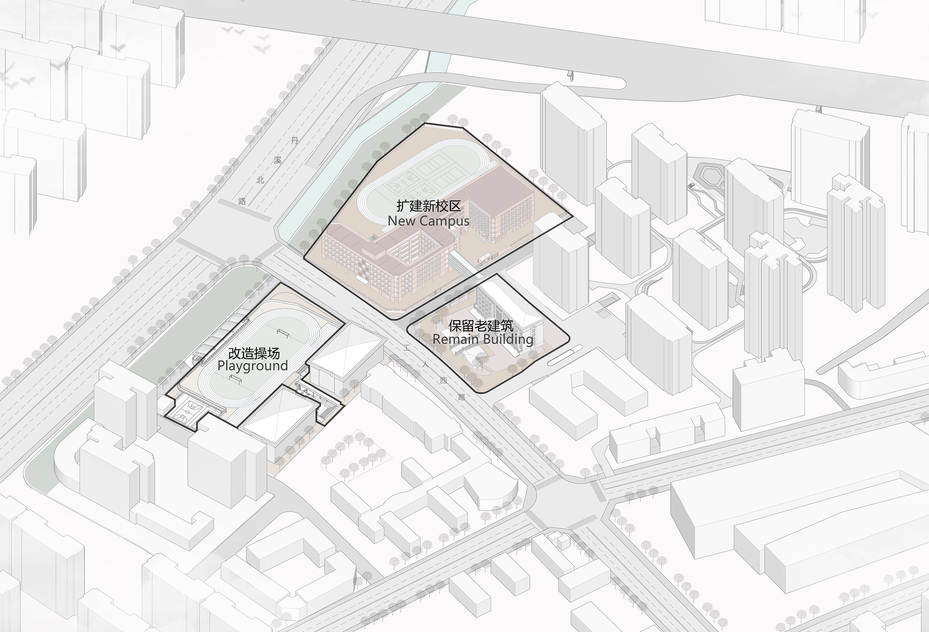红砖与光影：义乌绣湖小学扩建工程 / 九米设计-3