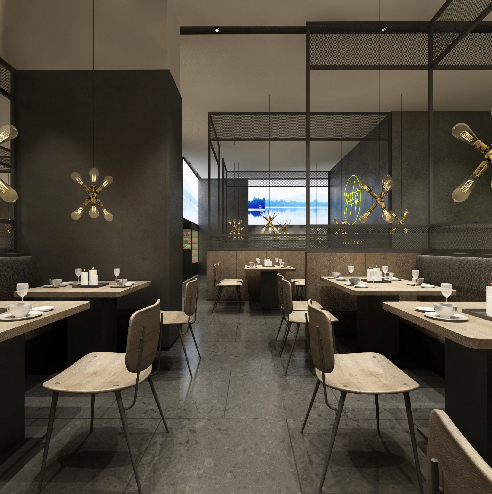 工业--外婆家上海来福士店丨效果图方案—工装-7