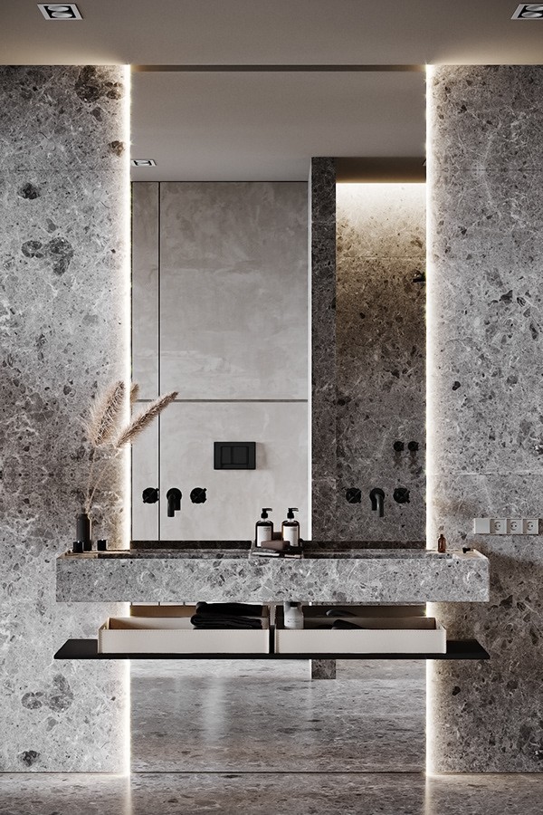 乌克兰基辅650㎡高级黑+简洁白 极简风公寓-14