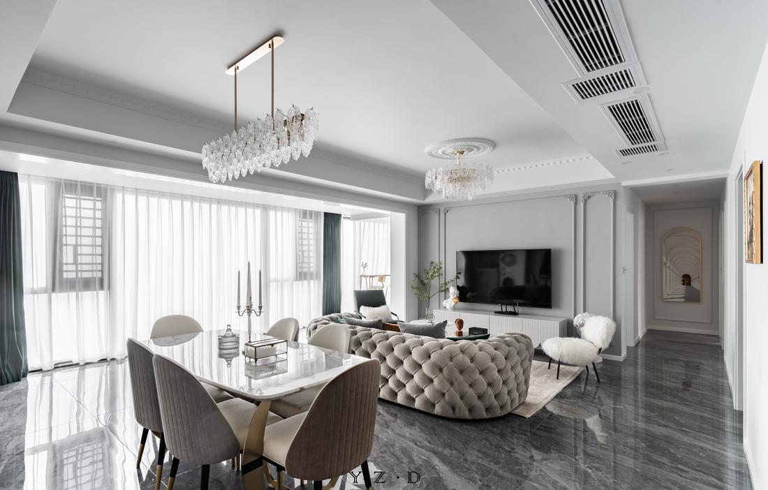 120㎡法式轻奢风无敌江景房设计丨言正设计-22