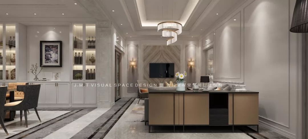 新中式、简欧、轻奢混搭,打造 540㎡别墅空间-19