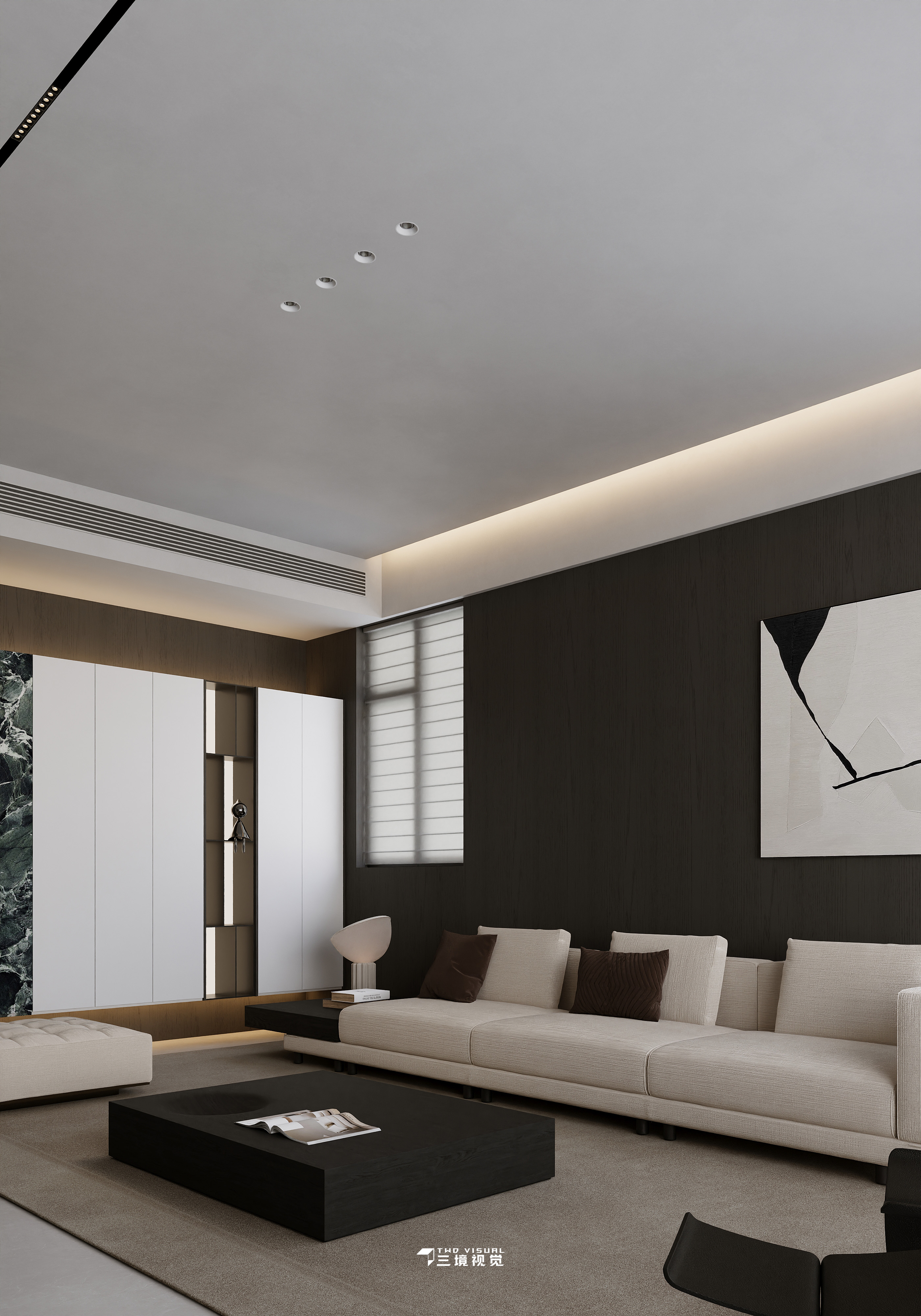 住宅-小户型客厅卧室现代风设计-0