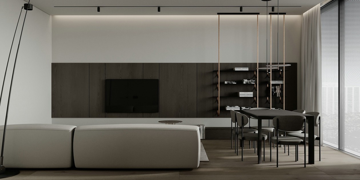 高级灰+胡桃木居住空间设计-0