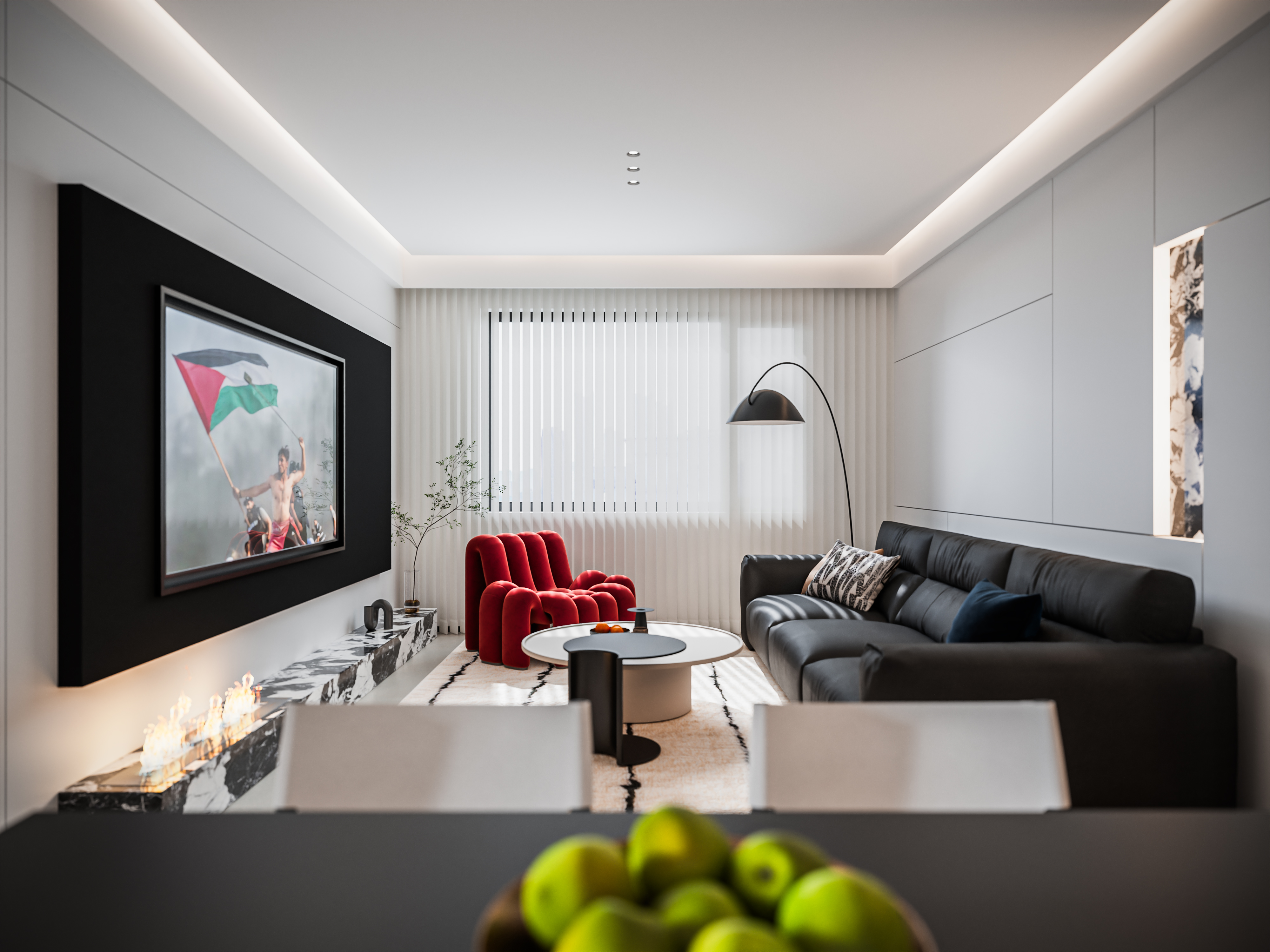 现代极简客餐厅渲染-1