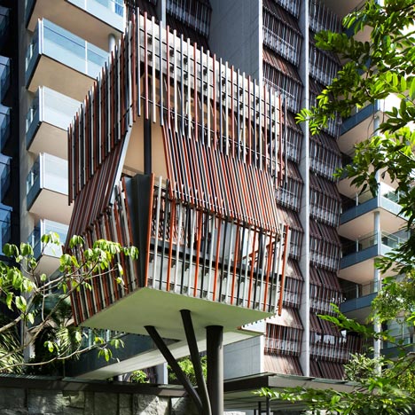 Raised outdoor cabins connect to Goodwood Residence apartments by WOHA-0