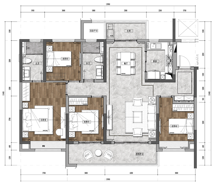 简约自由，温暖轻奢——东原麓·印长江 148 户型样板间-32