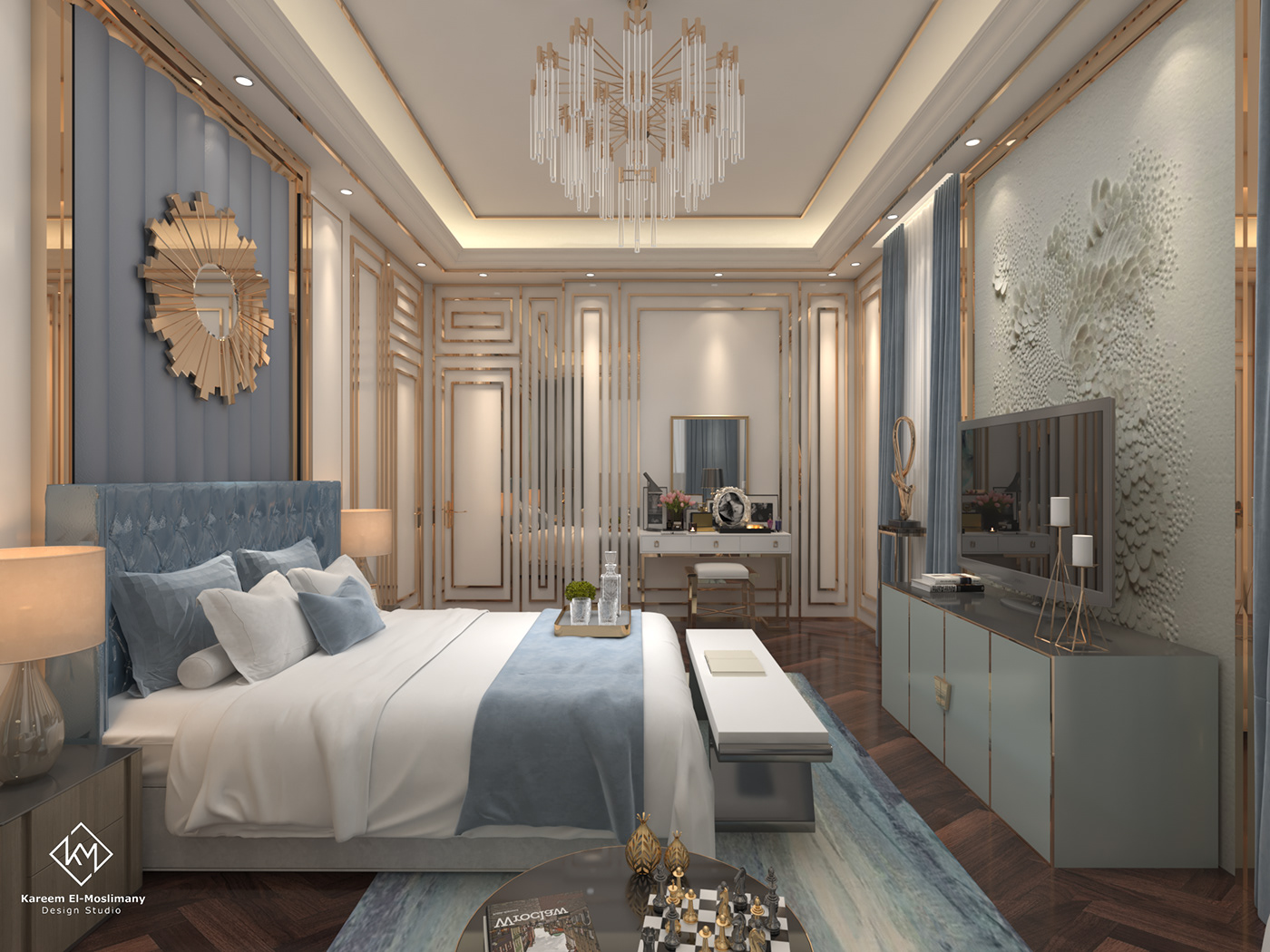Anastasiya Gushchina丨平层丨Luxurious Neo-Classic Master Bedroom Design-0
