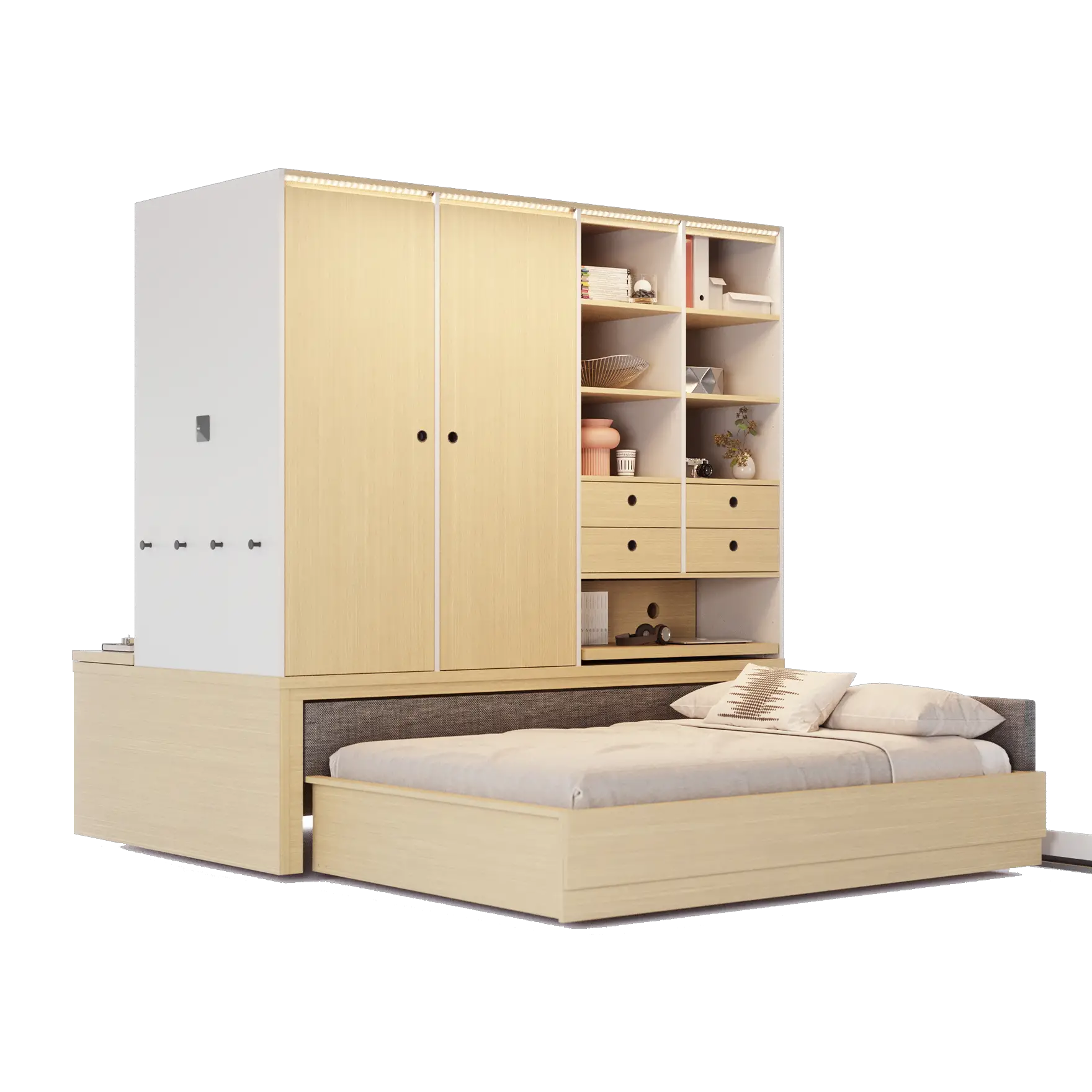 50m²工作室变卧室，智能家具解决空间难题-12