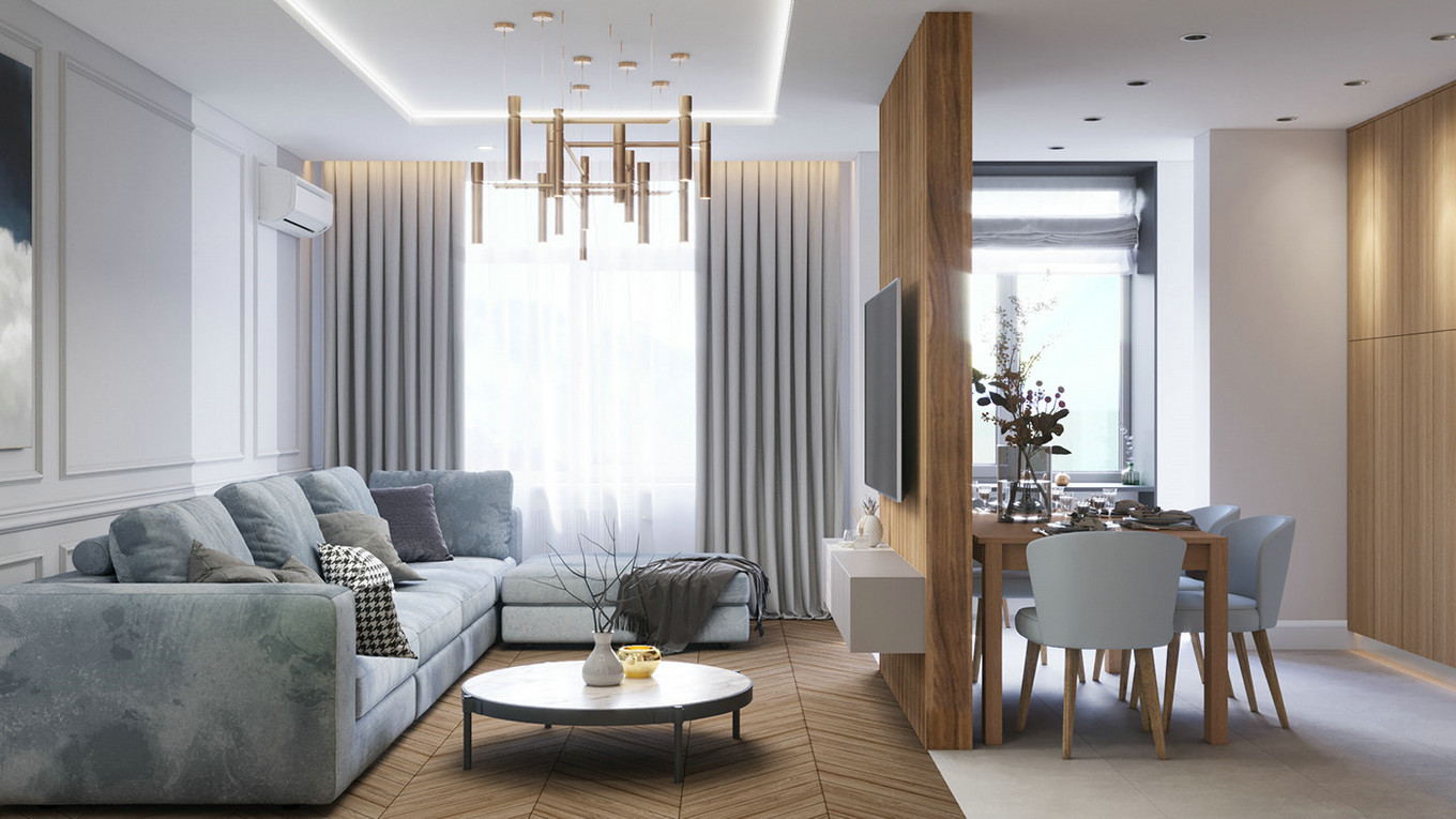 现代美学蓝灰色系空间设计-4