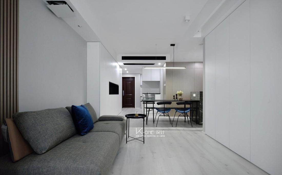 白色简约家居,宝蓝点缀的安静空间-11