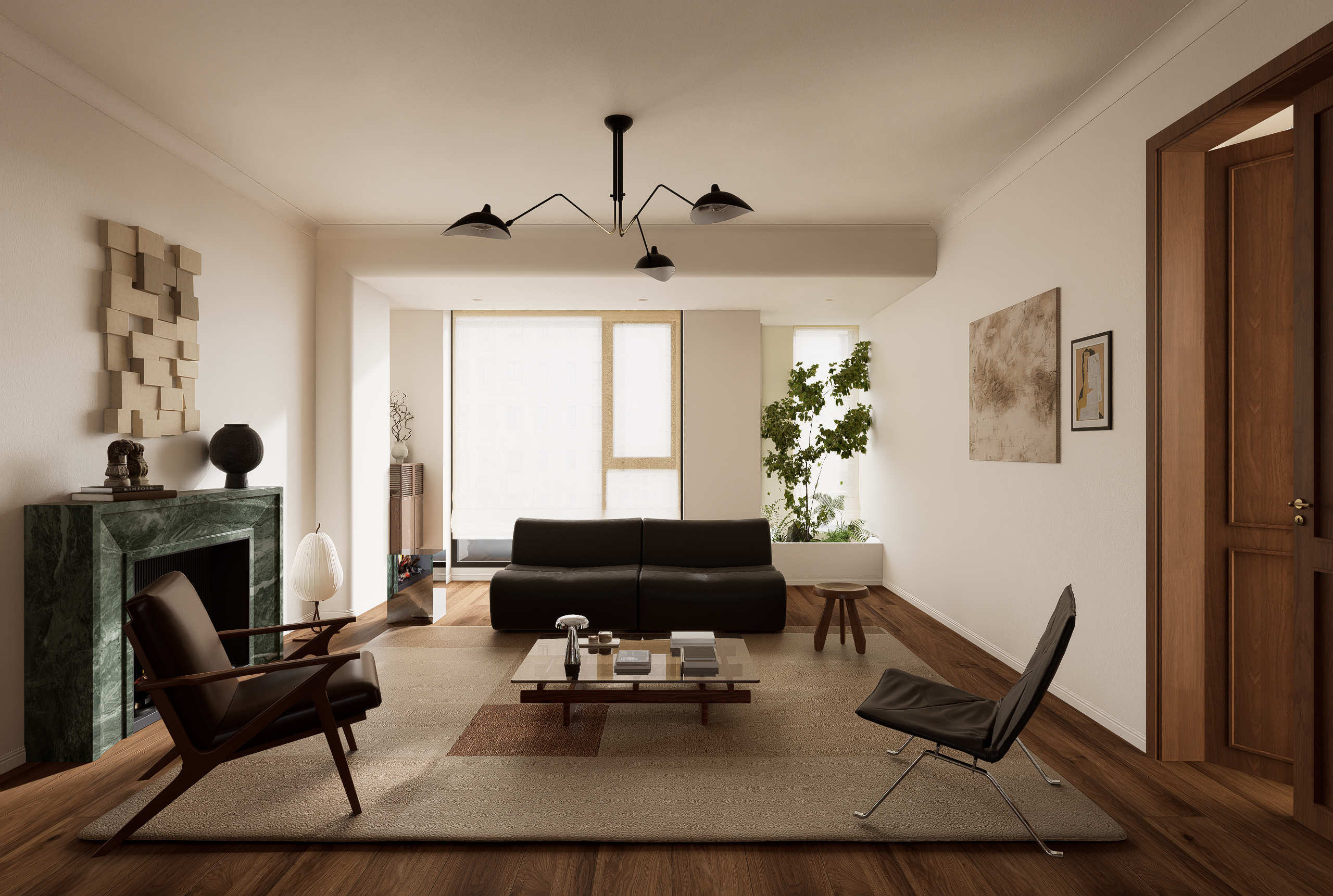 绿城蓝庭160㎡胡桃木中古丨陌上设计-3