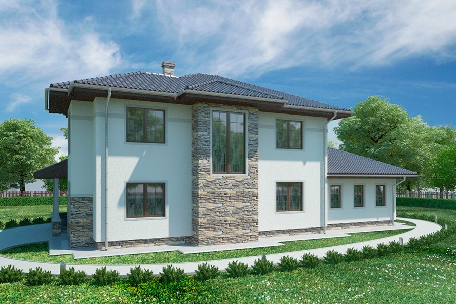 Проект двухэтажного дома с гаражом на 2 авто и террасой «КД-44» - Antei.by-8