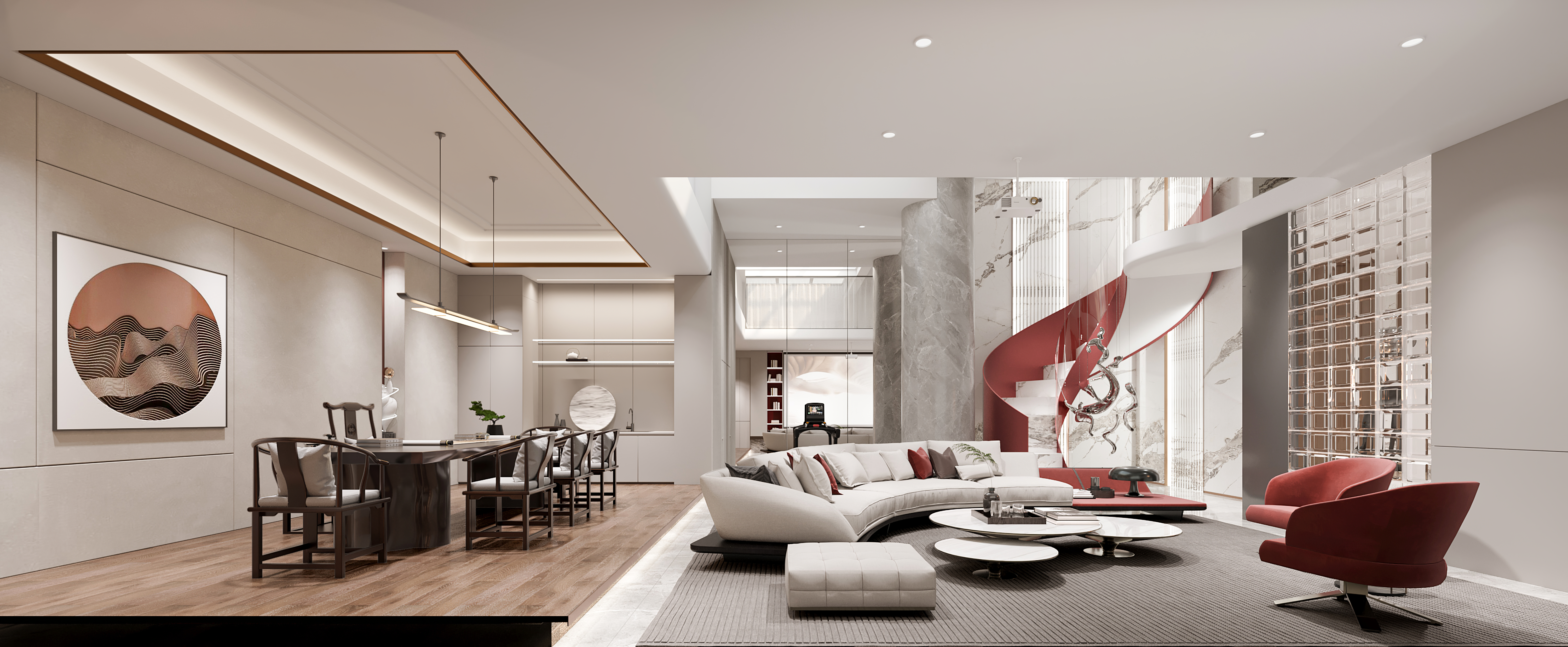 融合新中式元素的现代别墅一套-3