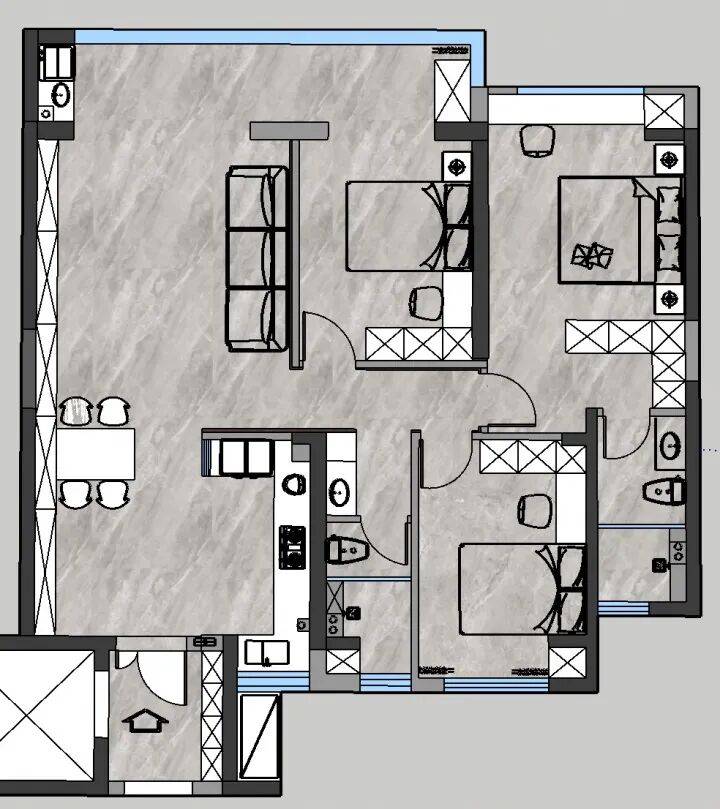 公益户型解析|本期：国樾滨江128平-三套方案，你喜欢保守型设计还是大刀阔斧？-44