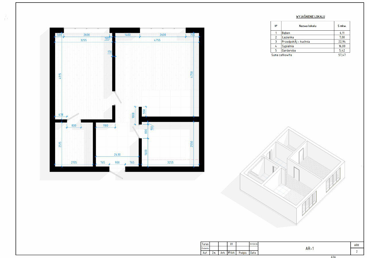 57.5 m² | Apartment Project | Elbląg, Poland Spacious-1