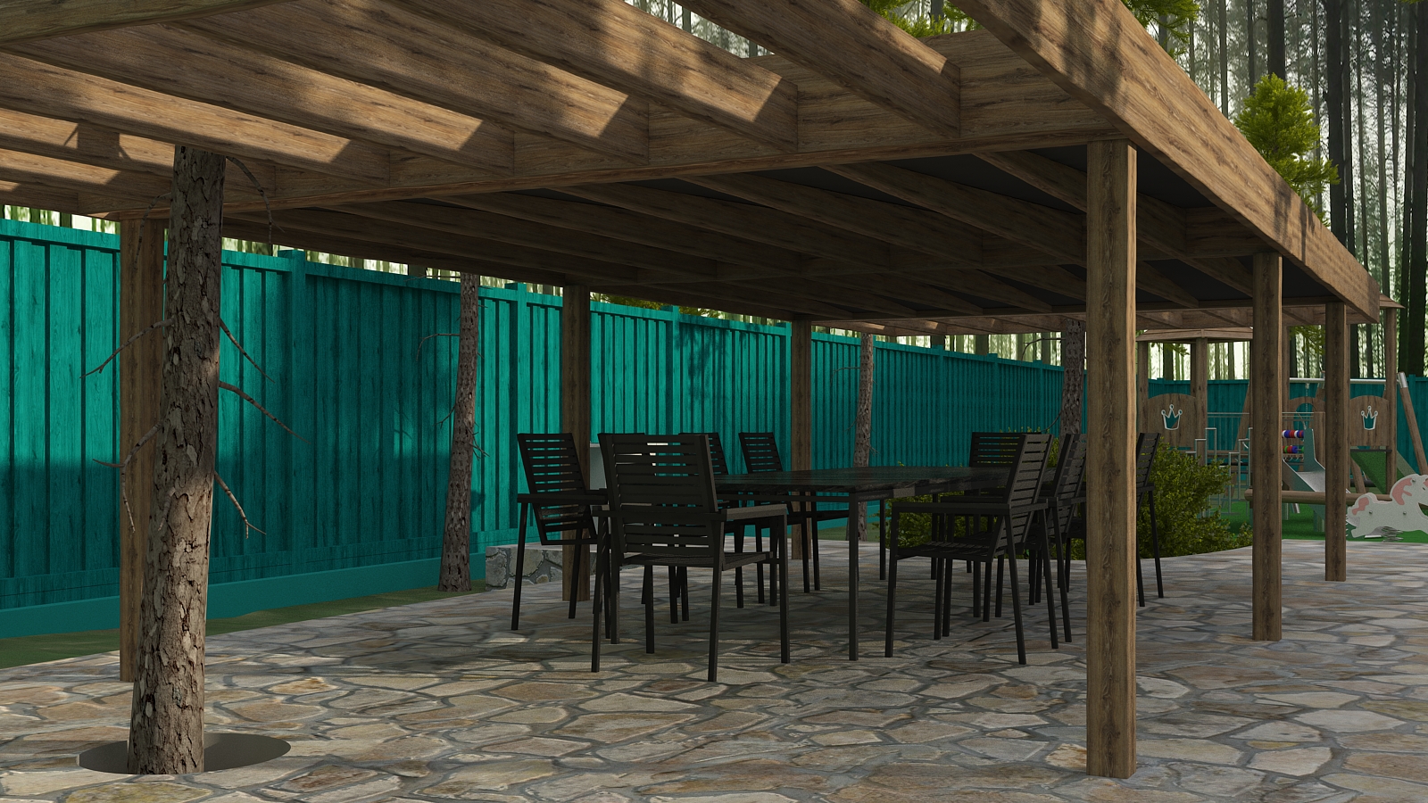 Gazebo and playground in Moscow-1