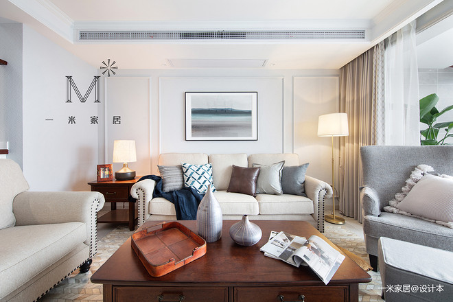 【一米家居】海汐 200㎡现代美式复式装修案例-12