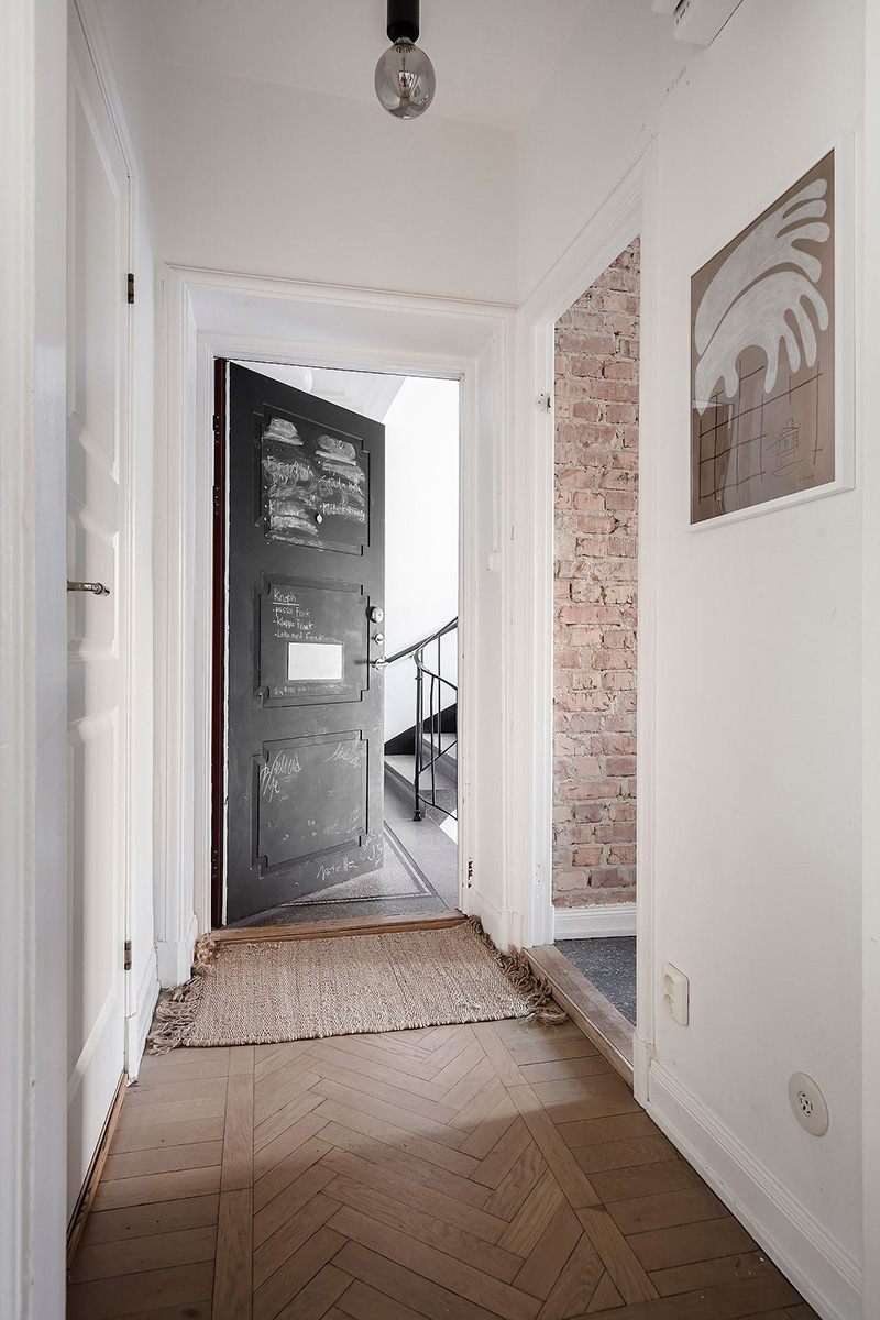 哥德堡 51 平米时尚公寓 | 灰墙砖厨、复古走廊，小空间大创意-18