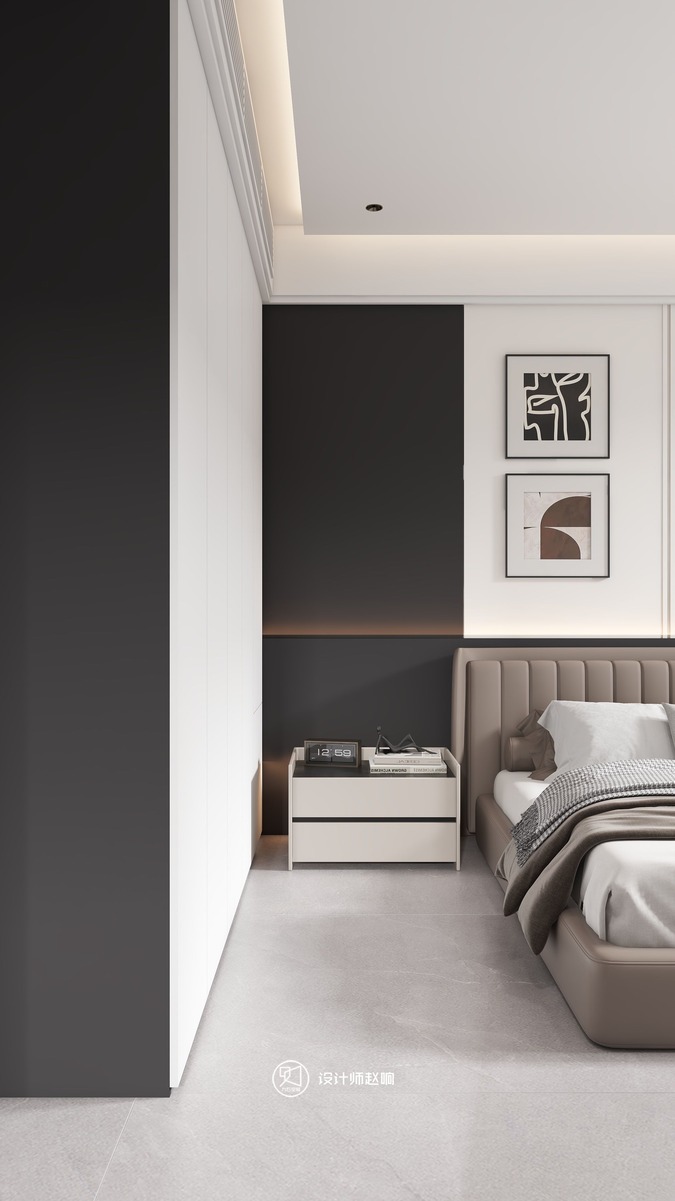 135㎡黑白灰风格住宅设计-24