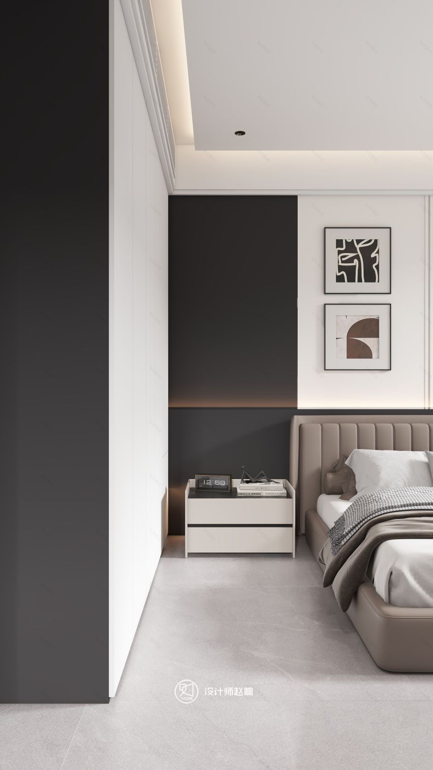 135㎡黑白灰风格住宅设计-24