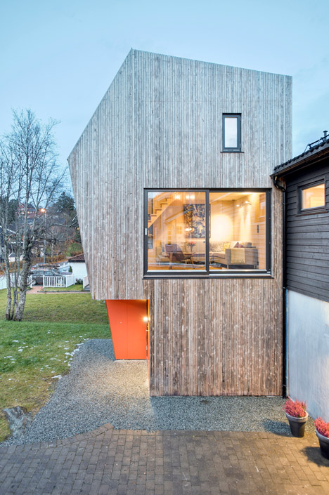 TYIN Tegnestue's lopsided house extension creates extra space upstairs-2