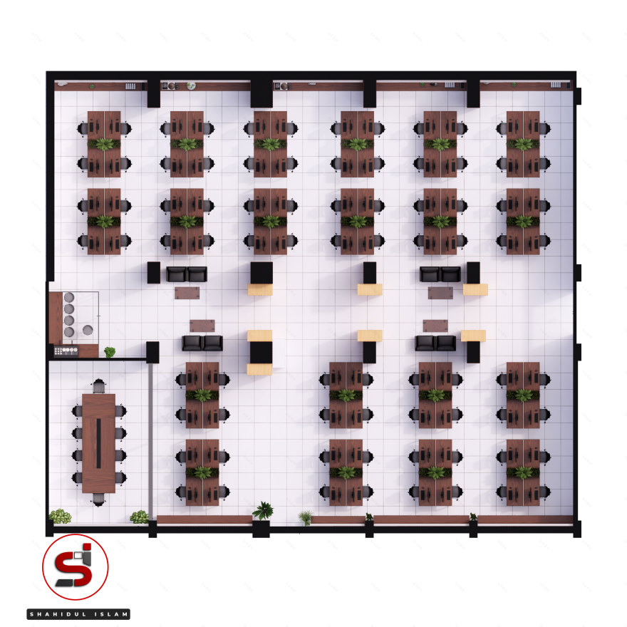Office And Workplace 3D Floor Plan Render-3